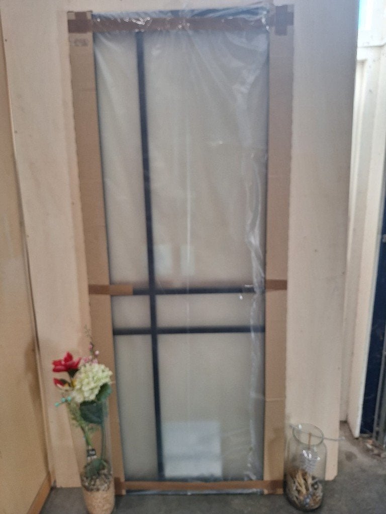 NIEUWE Zwarte deur met mat glas 93.0 x 231.5 Stomp rechts, 80 tot 100 cm, 215 cm of meer, Binnendeur, Nieuw