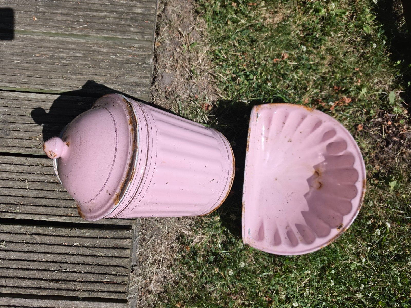 Antieke Franse Emaille Waterfontein - Roze, Ophalen of Verzenden