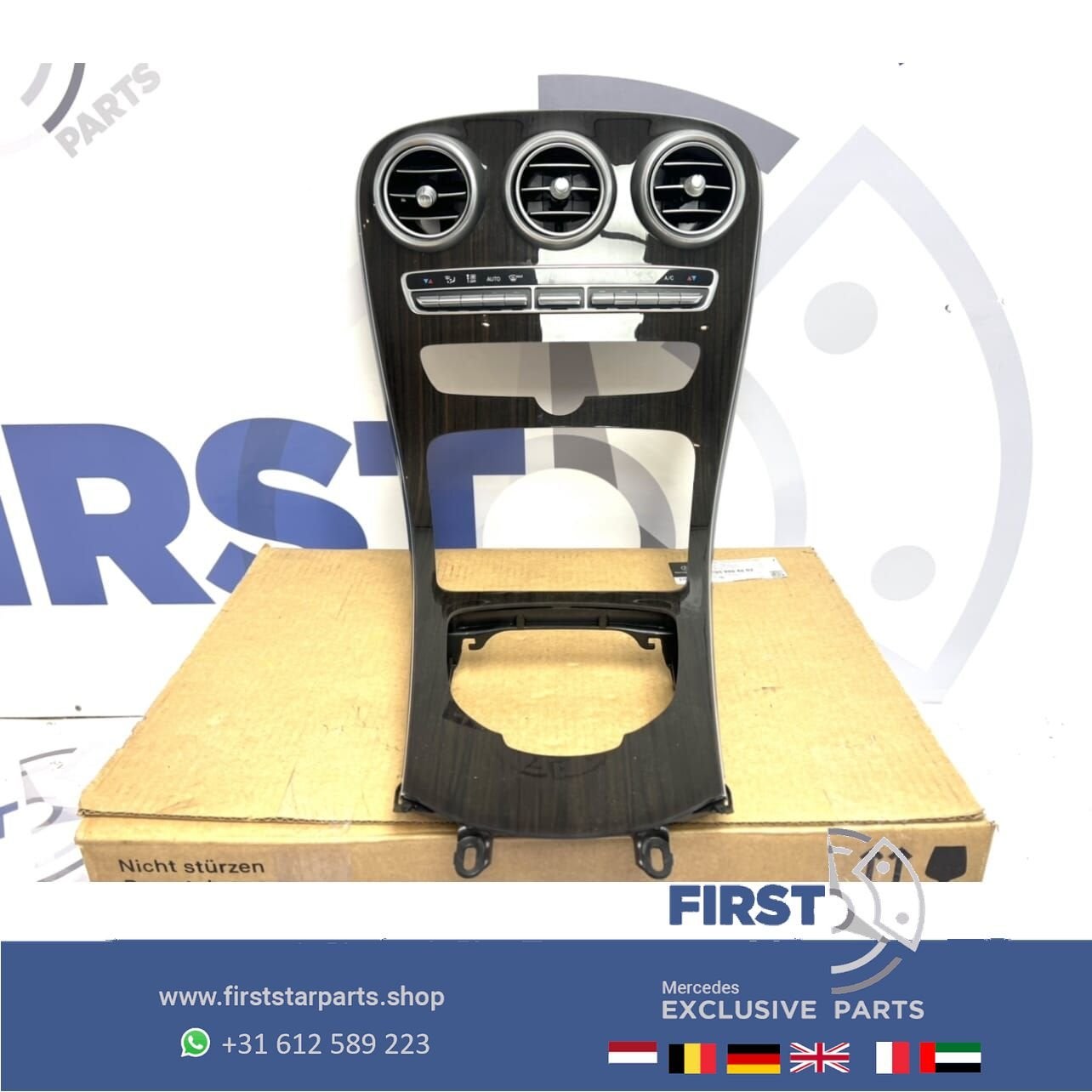 W205 AMG MIDDENCONSOLE WORTELHOUT Mercedes C Klasse 2020 ori, Gebruikt, -, Ophalen of Verzenden, -