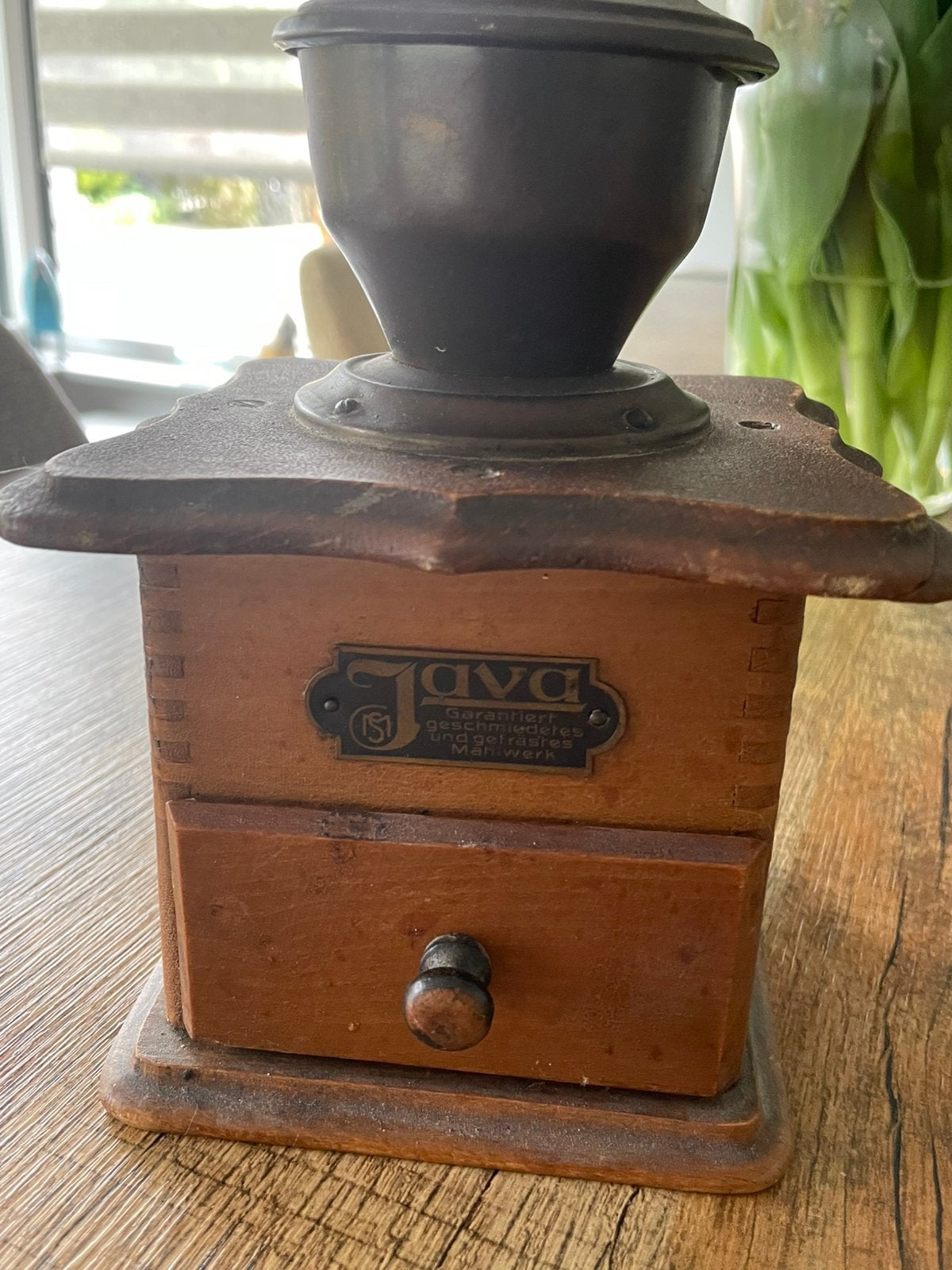 Antieke koffiemolen van het merk Java, Ophalen of Verzenden