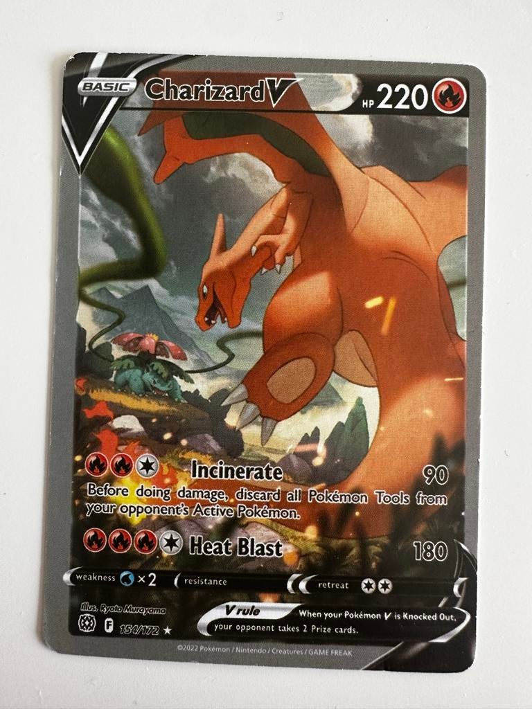Charizard V Pokémon Kaart - Basic 220 HP, Ophalen of Verzenden, Gebruikt, Losse kaart