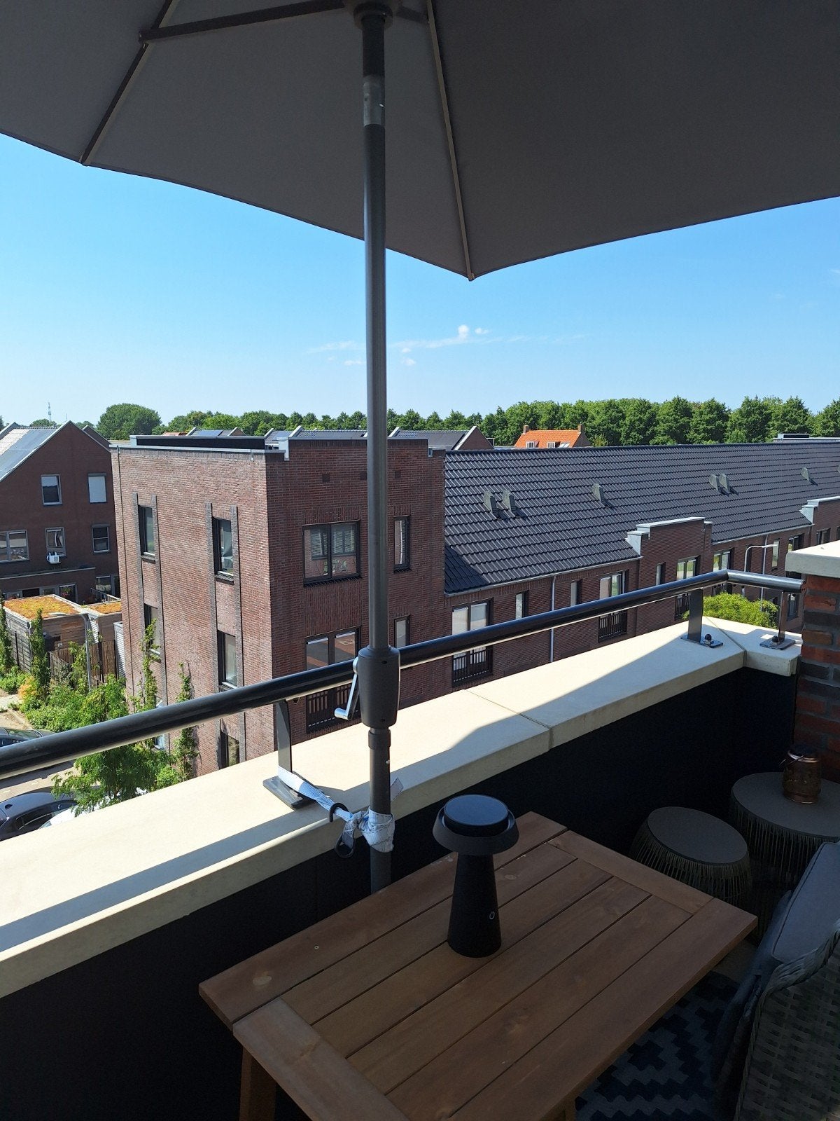 Parasol grijs rechthoekig 250150, Tuin en Terras, Parasols, Ophalen, Verstelbaar, Gebruikt, 2 tot 3 meter