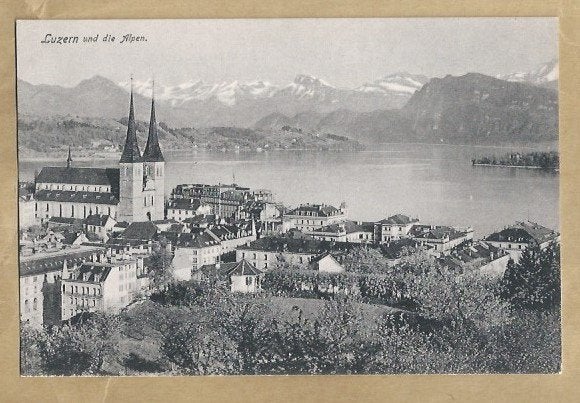 Oude Ansichtkaart Luzern en de Alpen, Zwitserland, Ophalen of Verzenden, Voor 1920, Ongelopen, Overig Europa