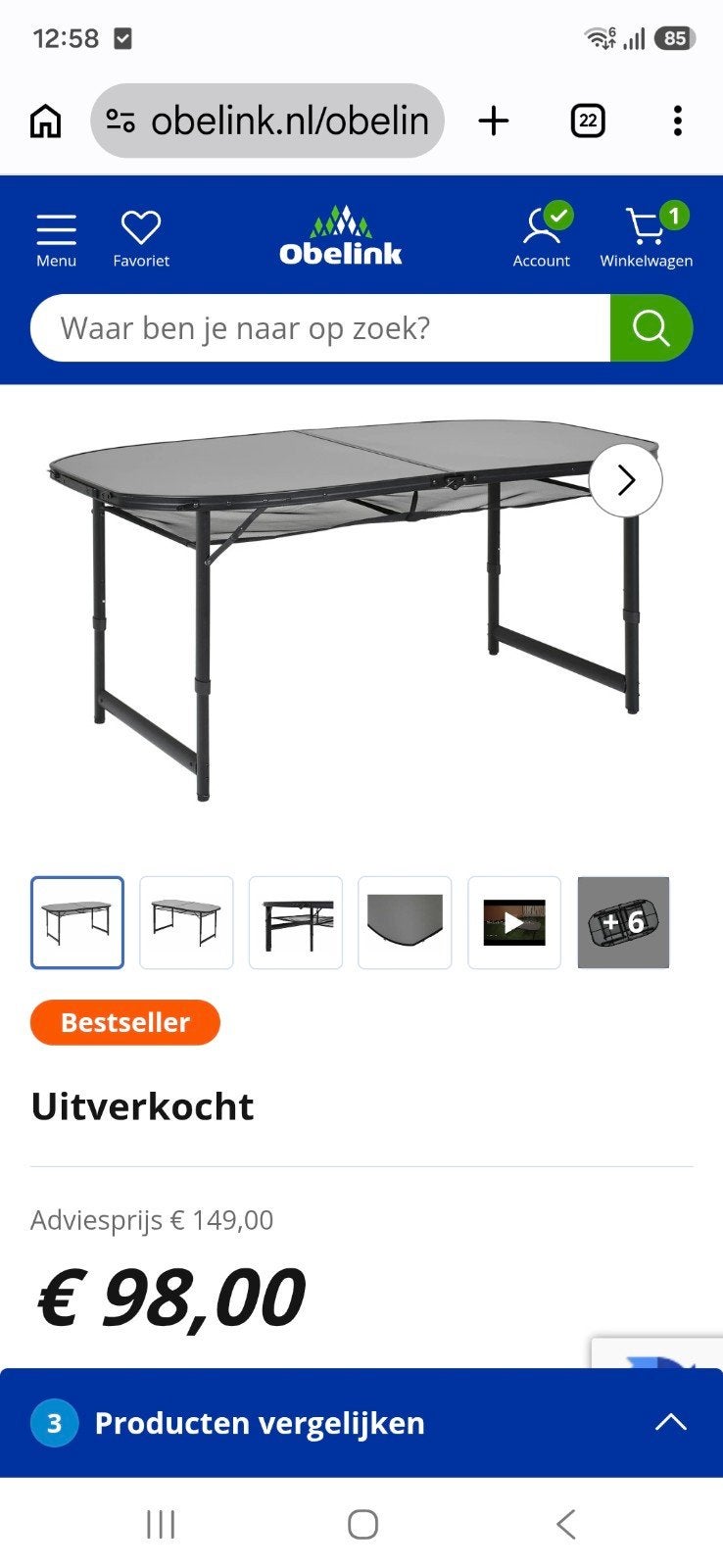 Camping tafel, Ophalen, Nieuw, Campingtafel
