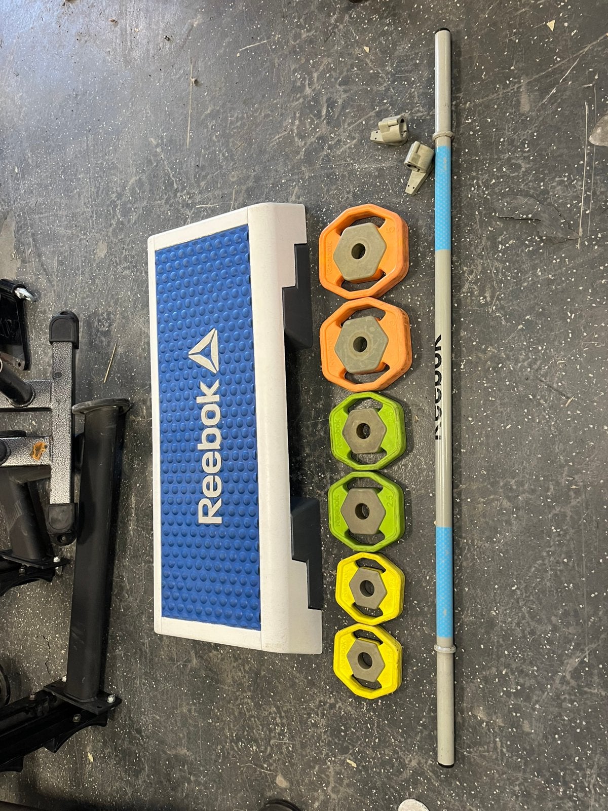 Reebok rep bodypump set 20 kg met step, Gebruikt, Step, Ophalen of Verzenden, Rep set 20 kg