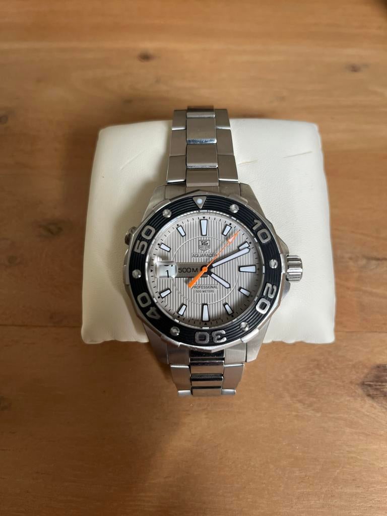 Tag Heuer Aquaracer 500m, 43mm, nieuwe batterij, full set, Ophalen, Staal, Gebruikt, Staal