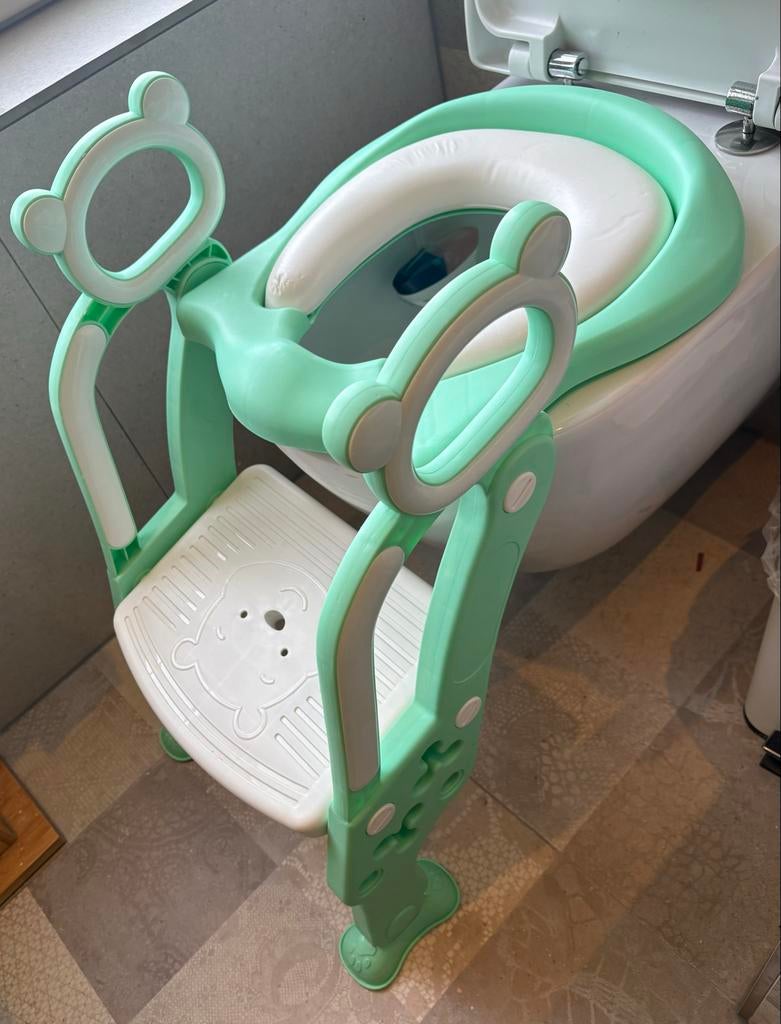 Kinder Toilet Trainer met Trapje - Groen/Wit, Ophalen of Verzenden, Gebruikt
