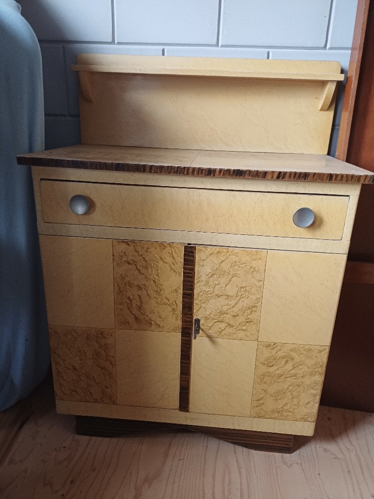 2x vintage nachtkastjes art-deco stijl, Ophalen, Gebruikt, 65 cm of meer, 70 cm of meer