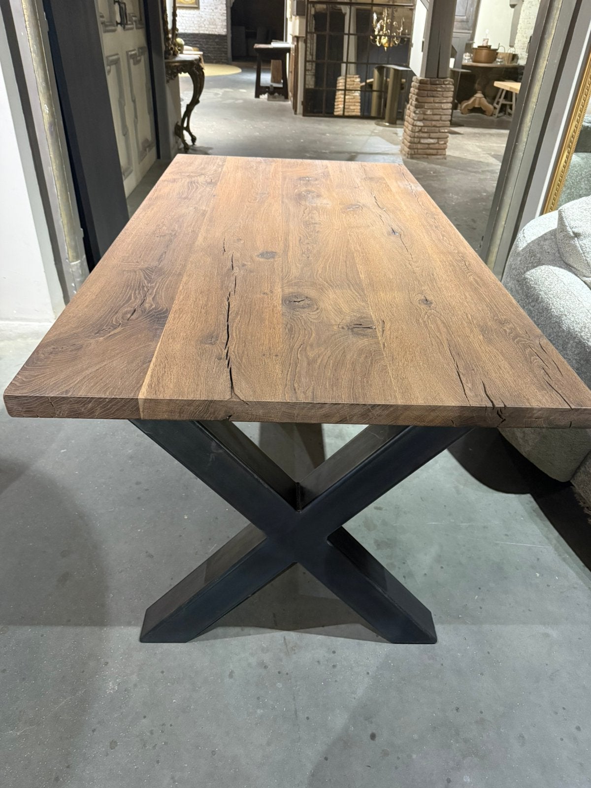 Showroommodel eettafel 170x90 cm rustiek verouderd eiken, Huis en Inrichting, Ophalen, Eikenhout, 200 cm of meer, 50 tot 100 cm