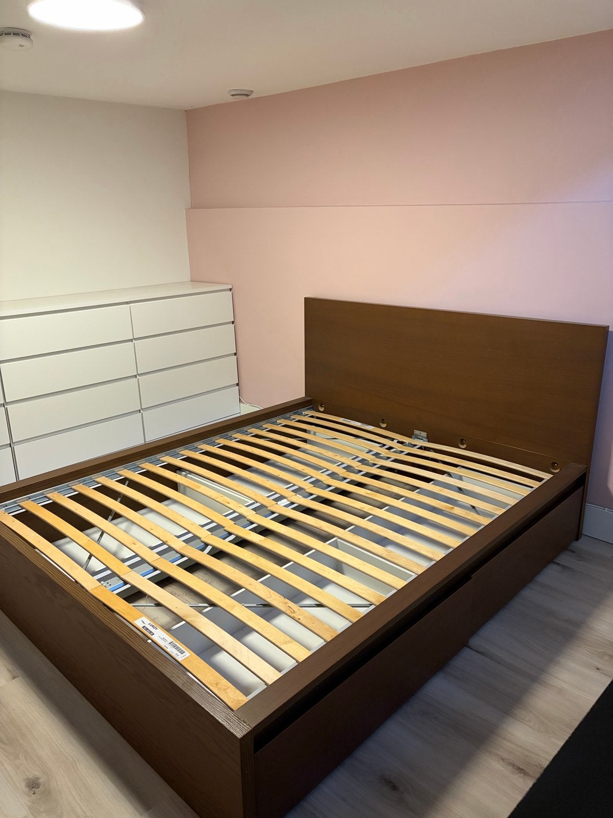 Tweepersoonsbed met opbergruimte - Donkerbruin, Huis en Inrichting, Ophalen, Bruin, Tweepersoons, Zo goed als nieuw
