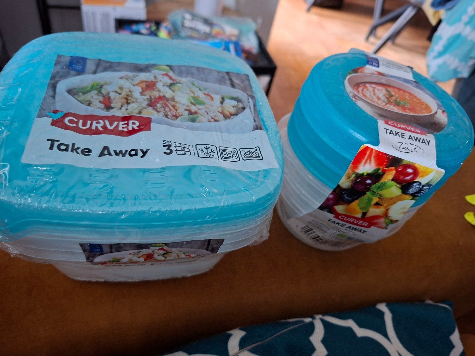 Nieuwe Curver Take Away bakjes - set van 3 ( vierkant + rond, Huis en Inrichting, Blauw, Kunststof, Nieuw, Ophalen of Verzenden