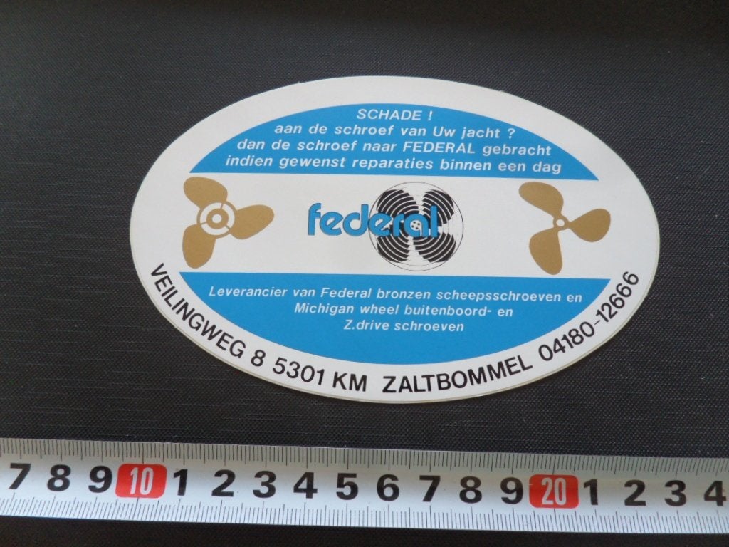 sticker zaltbommel FEDERAL scheepsschroeven michigan wheel *, Verzamelen, Ophalen, Zo goed als nieuw