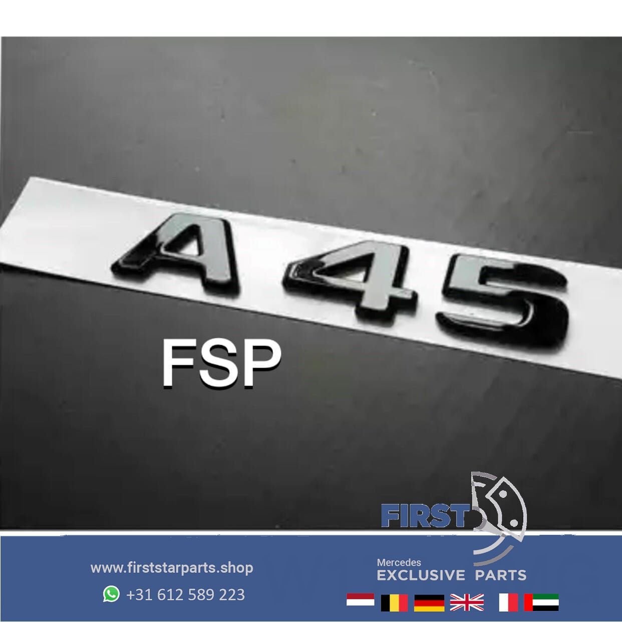 A45 LETTERS Mercedes A Klasse 45 AMG LOGO ZWART EMBLEEM, Auto-onderdelen, Gebruikt, -, Ophalen of Verzenden, Achter