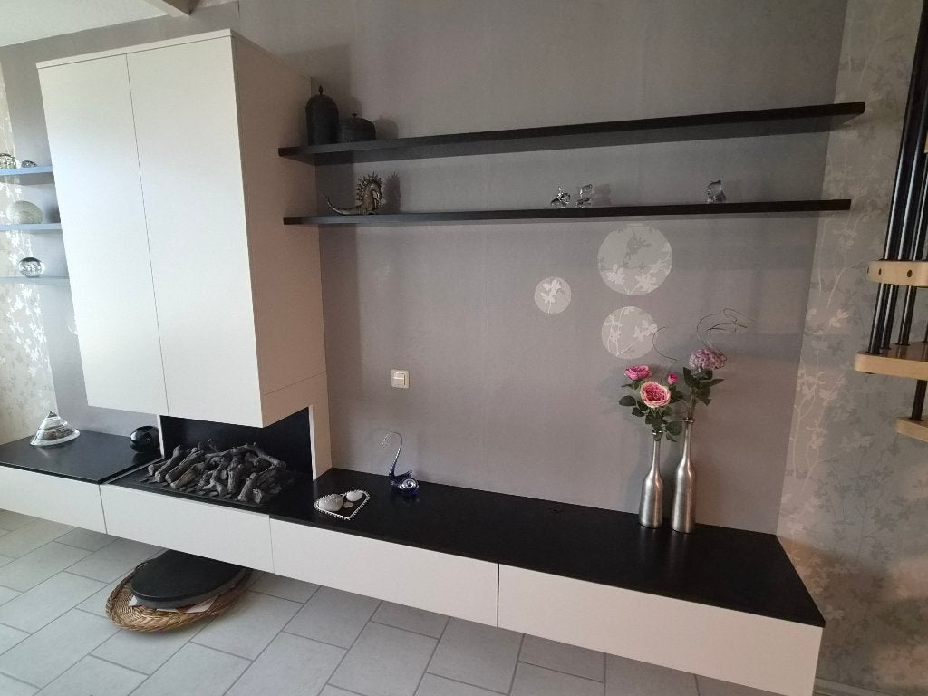 Interstar TV-wandkast met elektrische openhaard, Ophalen, Gebruikt, Overige materialen, 300 cm of meer