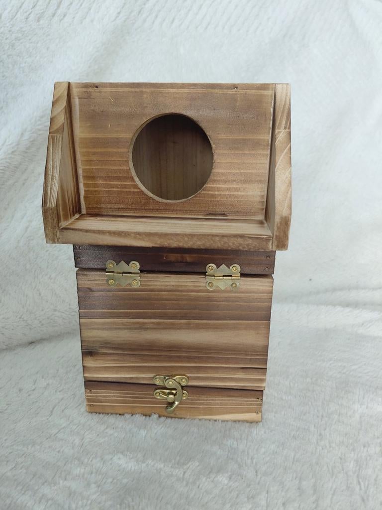 Relaxdays Vogelhuisje Hout 24,5x14x10 cm met Klepje, Ophalen of Verzenden, Nieuw