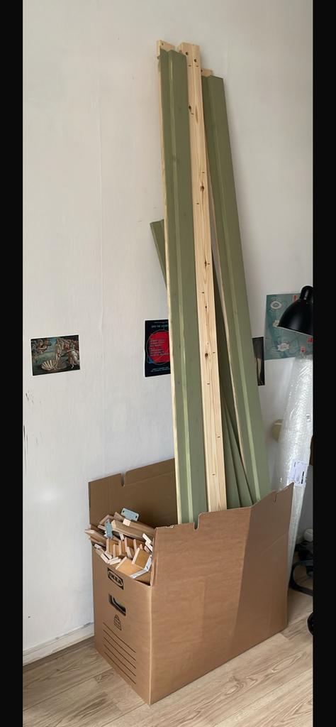 Tweepersoonsbed met lattenbodem - Groen, Overige materialen, 30 cm of meer, 50 tot 150 cm, Ophalen of Verzenden