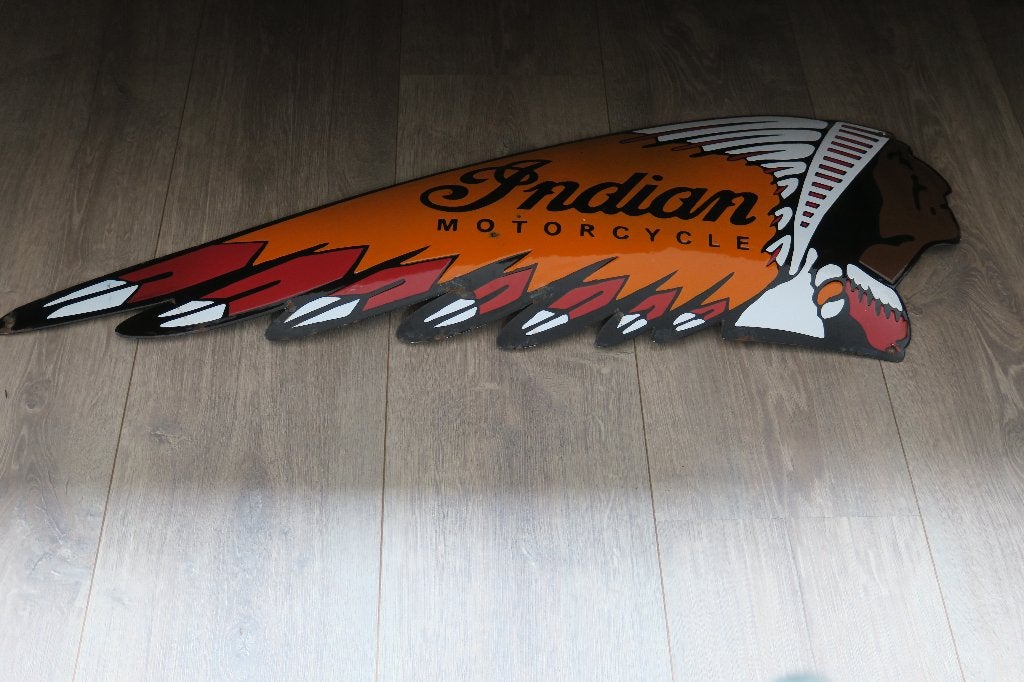 Oud INDIAN MOTOR CYCLE reclame bord, Verzenden, Gebruikt, Reclamebord
