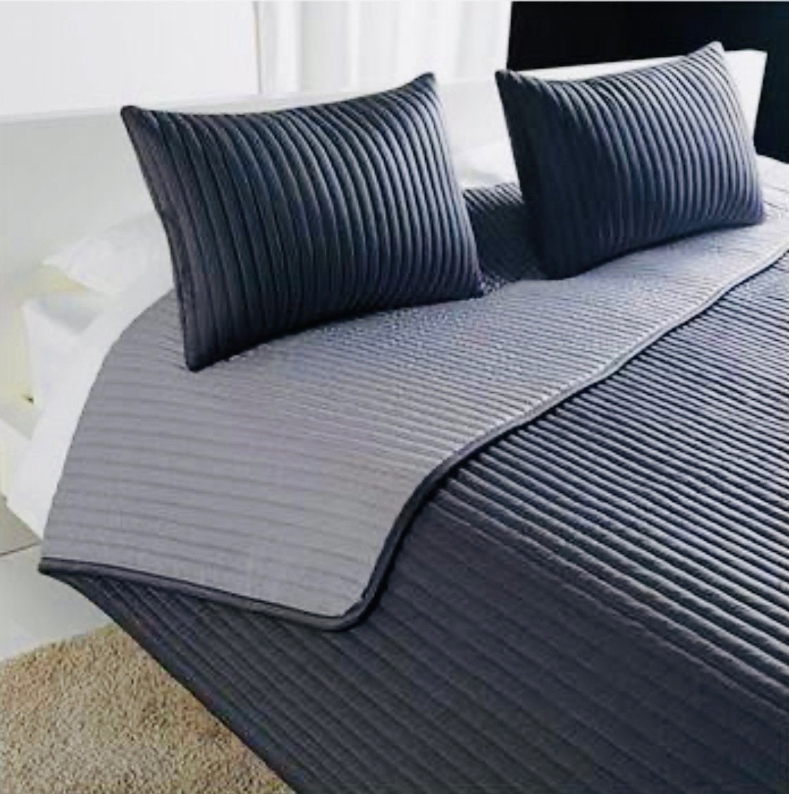 Te K.IKEA KARIT bedsprei/zomerdeken  set in grijze kleur,€35, Ophalen of Verzenden, Zo goed als nieuw, Tweepersoons, Grijs