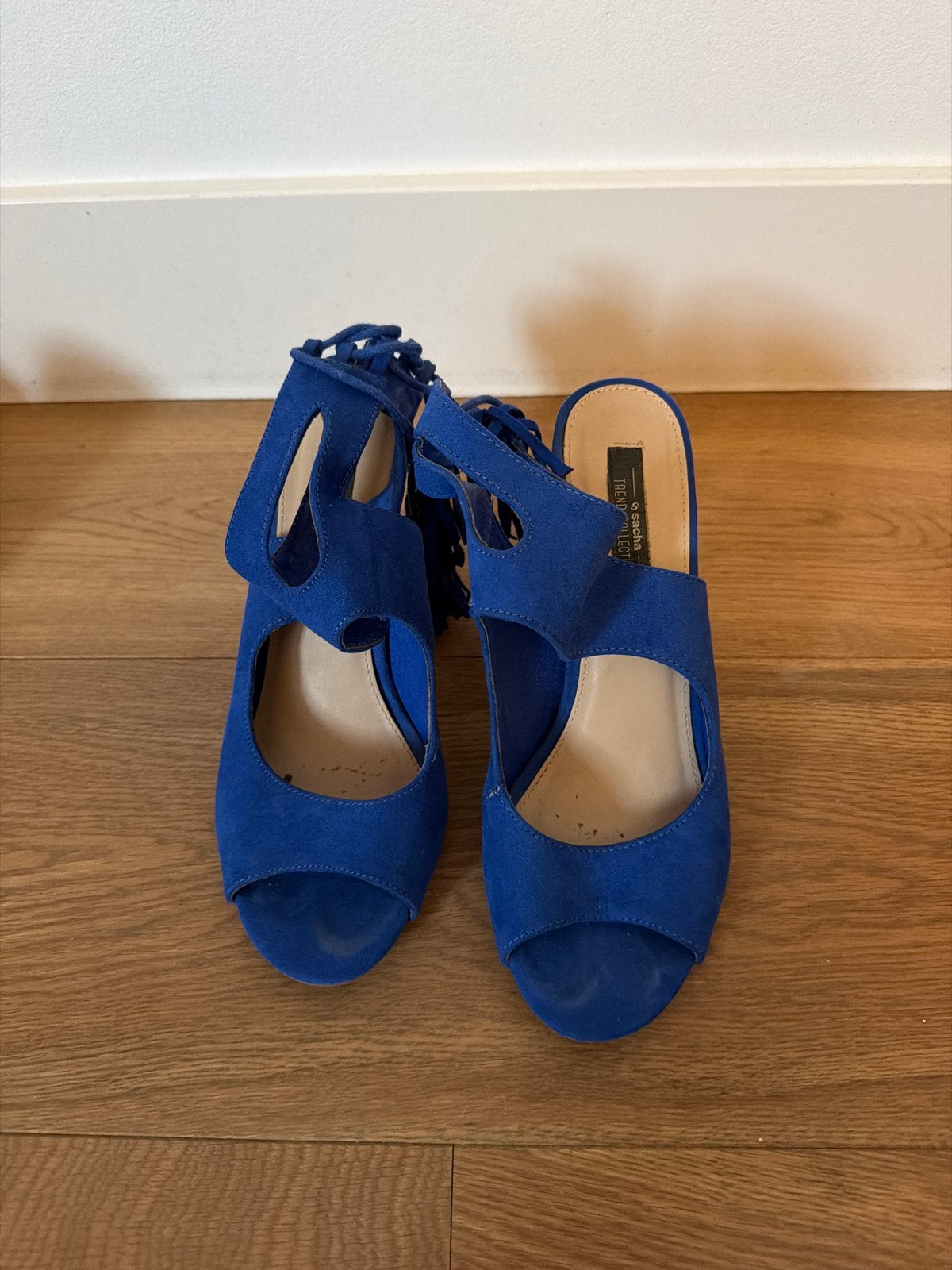 Sacha Trend Collection blauwe sandalen met hak - Maat 38, Ophalen of Verzenden, Gedragen, Blauw, Sandalen of Muiltjes