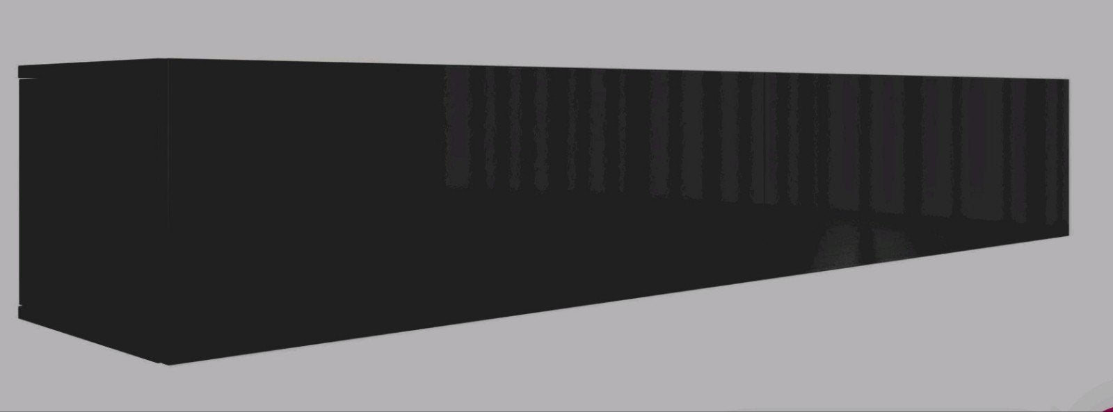 Zwart zwevend tv-meubel met blauw LED-verlichting