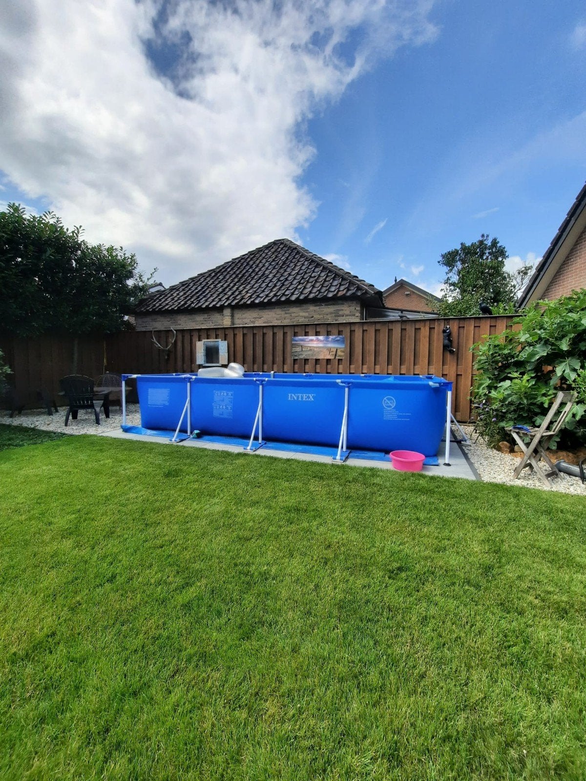 Intex Rectangular Frame Zwembad met Zandfilterpomp, Tuin en Terras, Zwembaden, Ophalen, Gebruikt, 200 tot 300 cm, 80 tot 120 cm