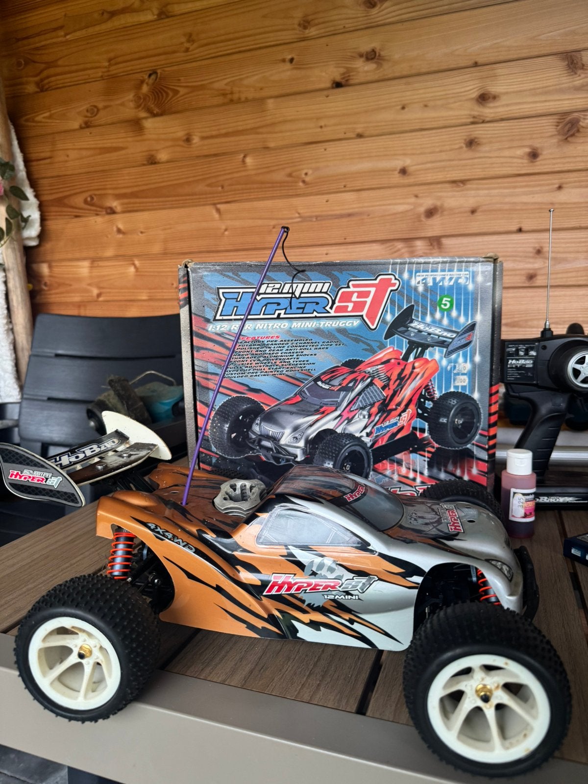 HoBao Hyper Mini ST Truggy (1:12) – Nitro / Brandstof RC Car, Ophalen of Verzenden, Zo goed als nieuw, Overige schalen