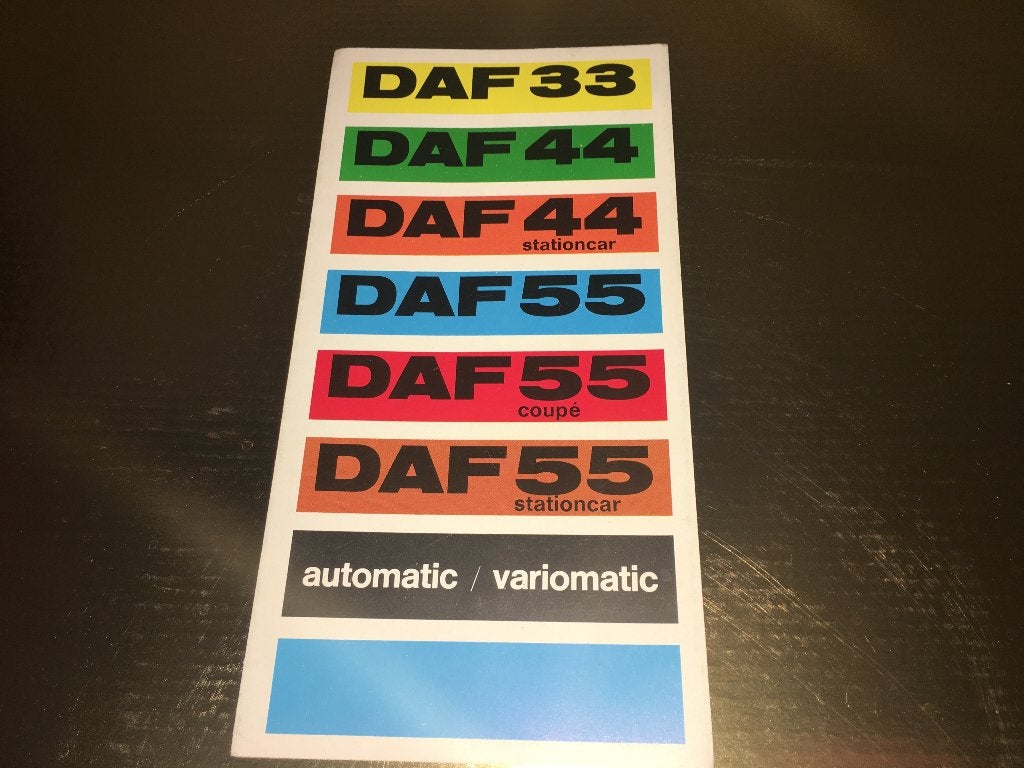DAF 33, 44, 44 55 Stationcar, 55 Coupé brochure folder 1969, Ophalen of Verzenden, Zo goed als nieuw, Overige merken