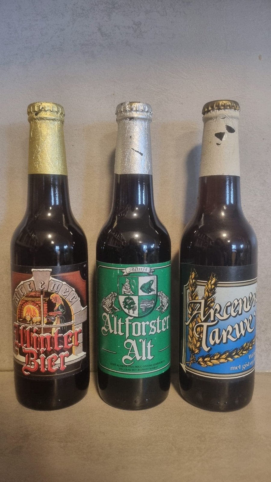 Arcener Winterbier '92, -Tarwe '91-'93, Altforster Alt '93, Verzamelen, Ophalen of Verzenden, Zo goed als nieuw, Flesje(s), Hertog Jan