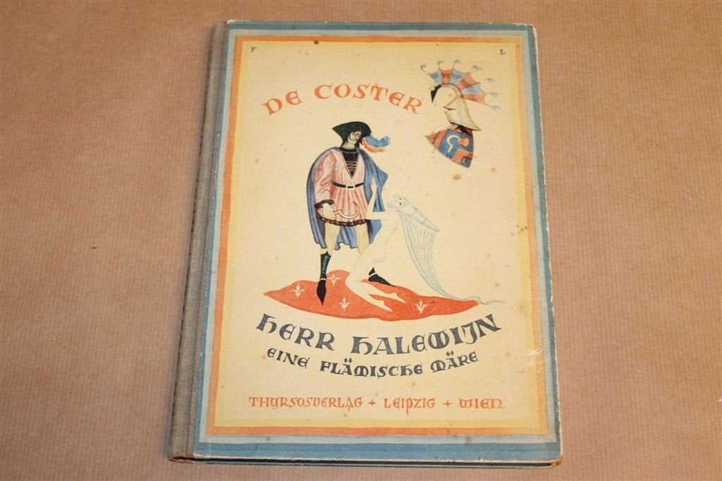 Herr Halewijn, De Coster — Antiek Boek, 36 Aquarellen 1924, Ophalen of Verzenden