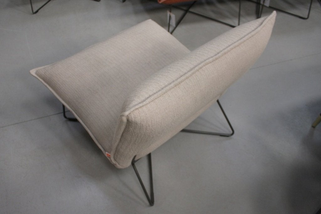 Luxe fauteuil EARL Jess Design metaal stof naturel beige, Ophalen, 75 tot 100 cm, Zo goed als nieuw, 75 tot 100 cm