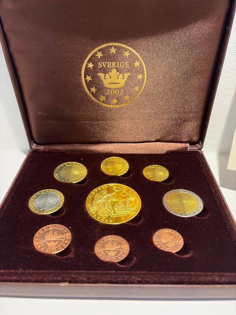 Sverige 2003 Eurocollectie met Zweedse Motieven, Postzegels en Munten, Munten | Europa | Euromunten, Verzenden, Overige landen