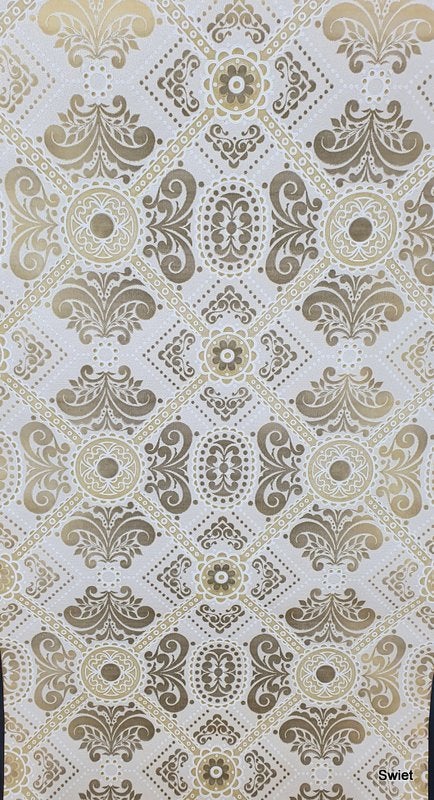 13144 klassiek vintage behang medaillon ruitpatroon swiet, Verzenden, Beige