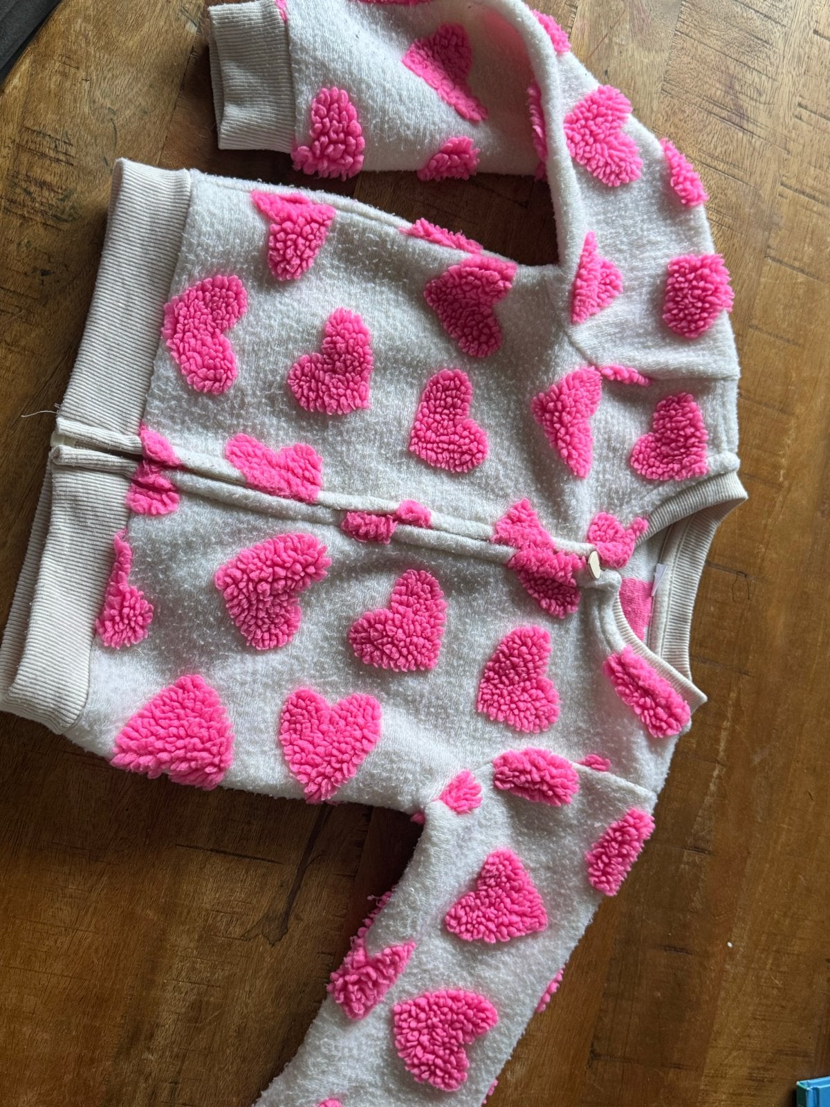 Leuk vestje met roze hartjes maat 110/116, Ophalen, Gebruikt, Meisje, Trui of Vest