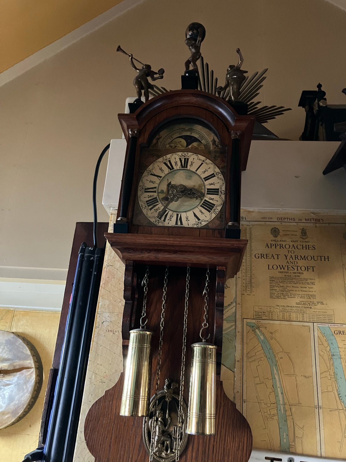 Vintage Klok met Maanfase en Bronzen Ornamenten, Ophalen