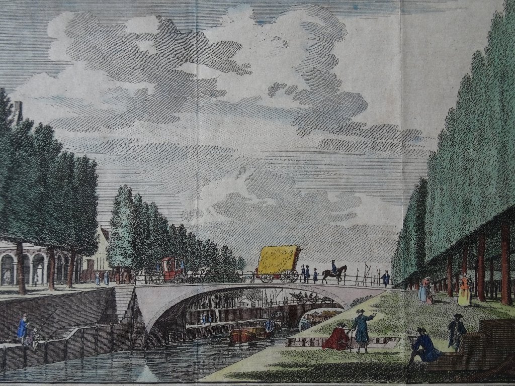 gravure De Botteringe boog en Ossemarkt Groningen Groot 1794, Verzenden, Stadsgezicht, Gravure, Origineel