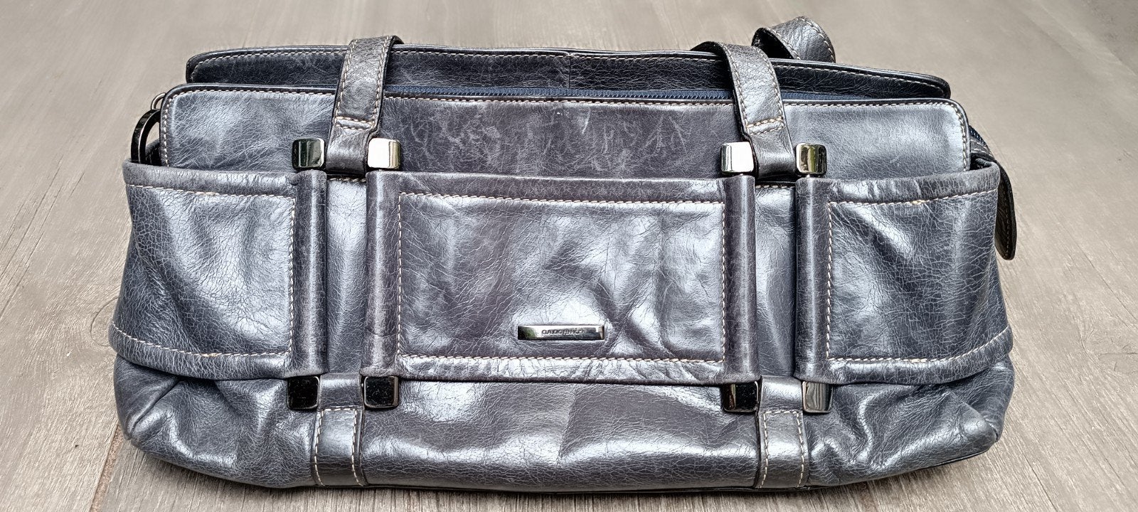 Prachtige Vintage Claudio Ferrici Leren Schoudertas, Ophalen of Verzenden, Gebruikt, 40 tot 60 cm, Minder dan 35 cm