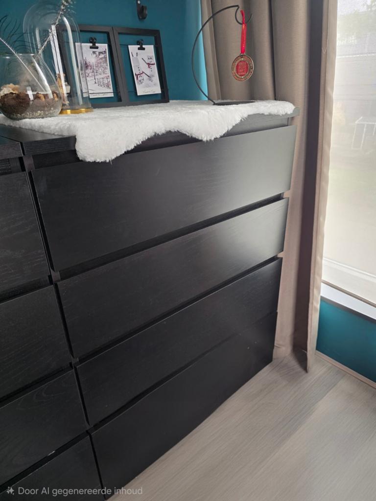 Ikea Malm ladekast zwartbruin met 4 lades, Huis en Inrichting, Kasten | Ladekasten, Ophalen, Gebruikt, 100 tot 150 cm, 50 tot 100 cm