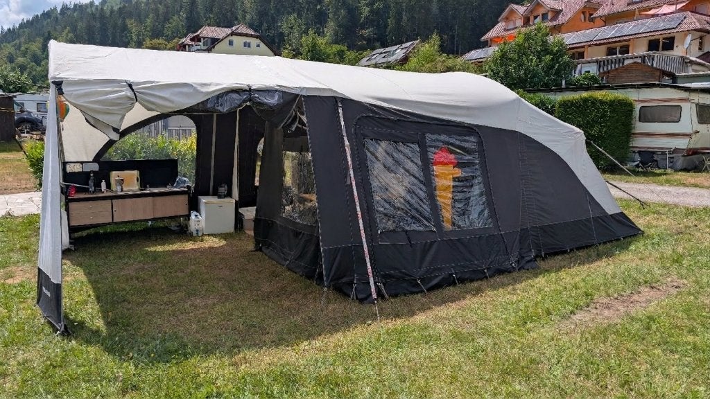 Trigano Odyssee GL 2021 met zijtent, fietsendragers en meer, Caravans en Kamperen, Vouwwagens, Ophalen, Trigano, Meerkleurig, Aanwezig