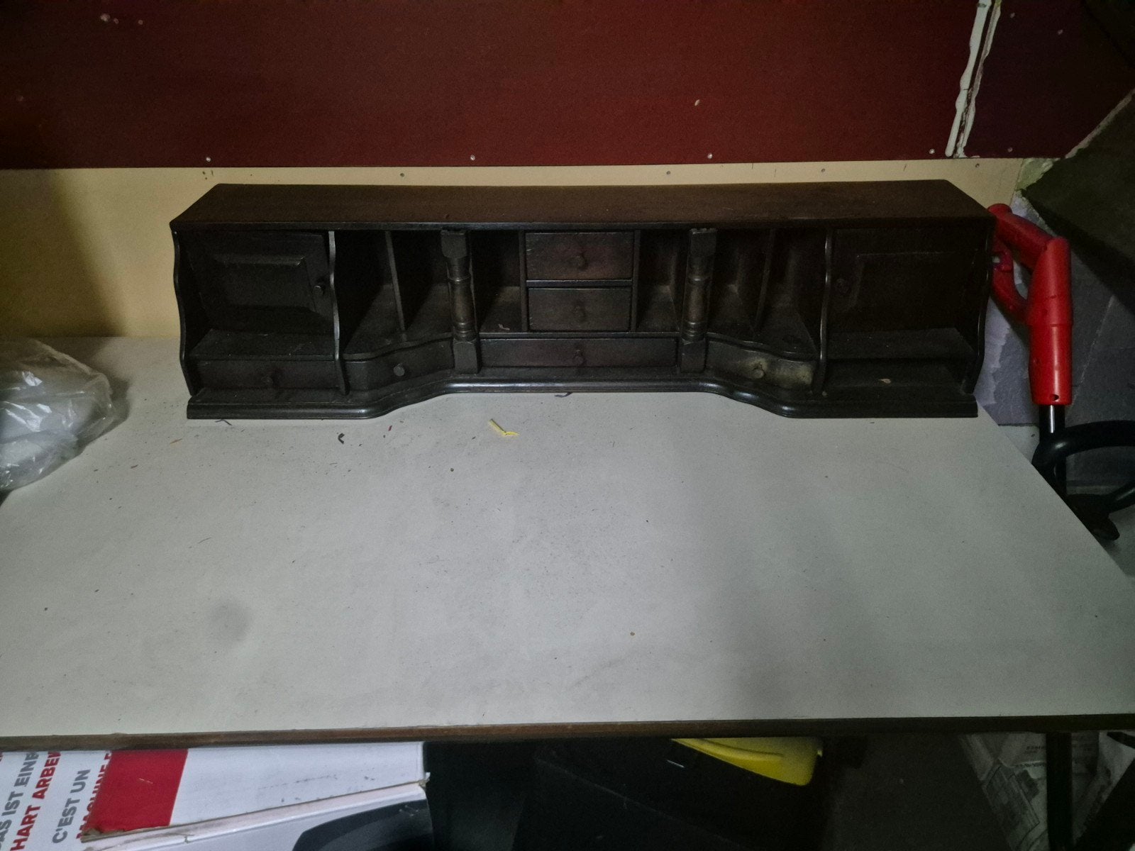 Antieke houten bureau-opzet met lades en vakken, Antiek en Kunst, Ophalen of Verzenden