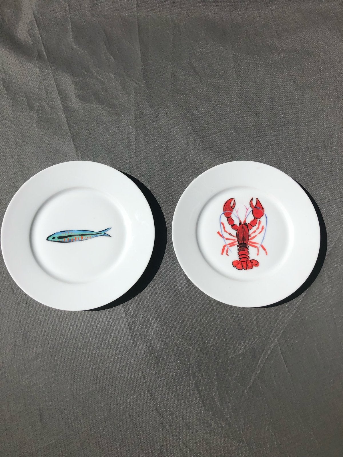 2x Tarzian & Co bordjes met vis en kreeft decoratie, Huis en Inrichting, Keuken | Servies, Overige merken, Ophalen of Verzenden