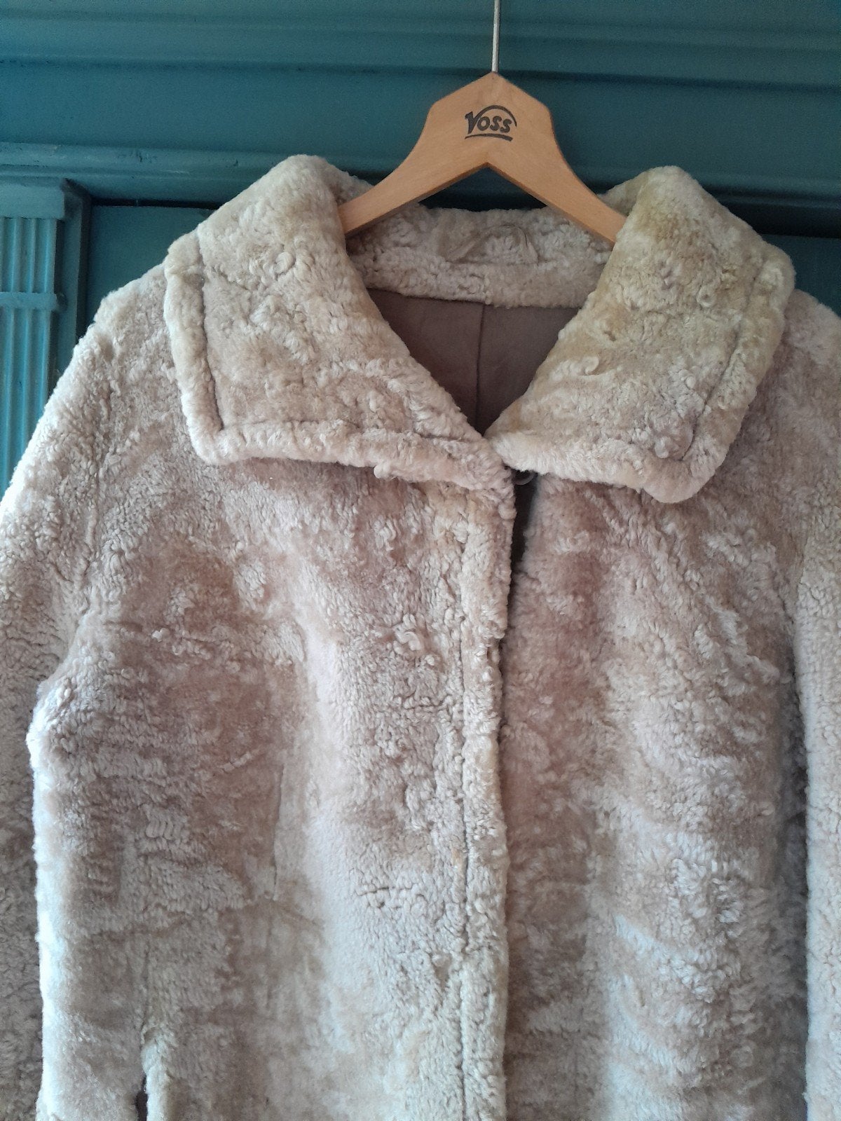 Mooie beige Lammy jas,, Ophalen of Verzenden, Gedragen, Maat 42/44 (L), Beige
