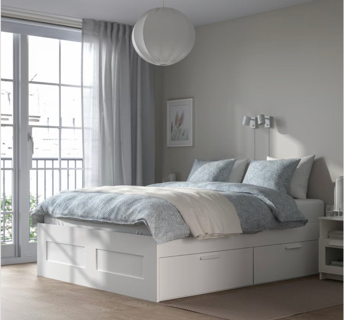 IKEA bed, Ophalen, Wit, Tweepersoons, 140 cm