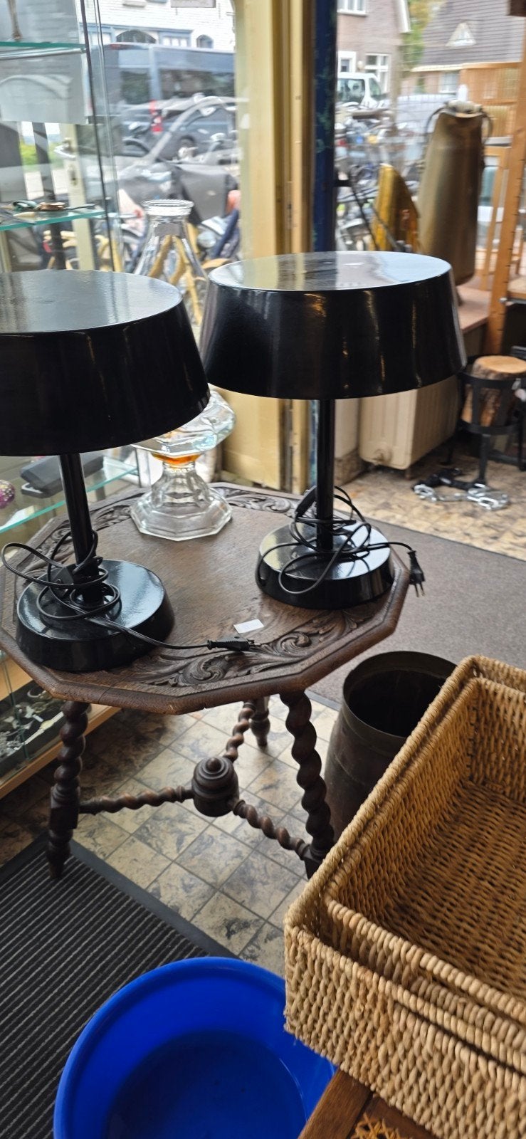 Vintage IKEA lampen - Zwart, set van 2, Huis en Inrichting, Lampen | Tafellampen, Ophalen, Gebruikt, Vintage, Met schakelaar