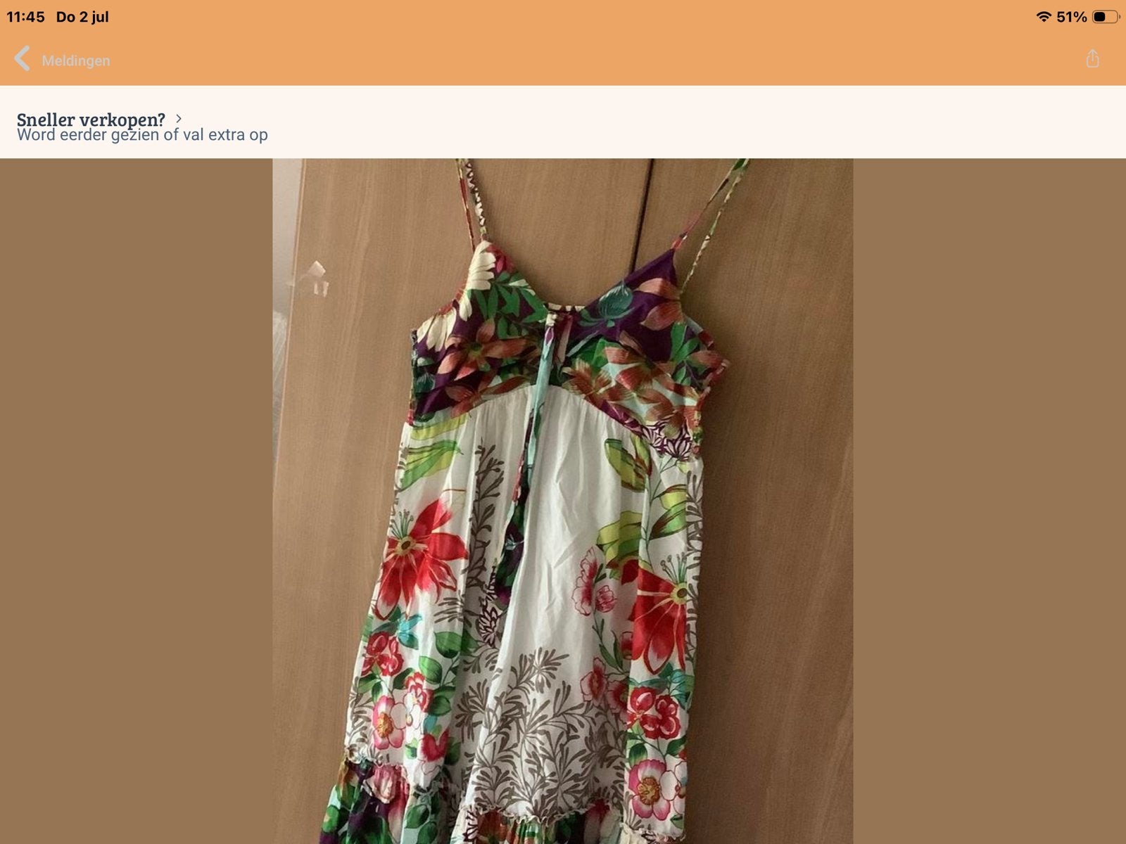 Zomerse bloemenjurk maat 36 (S)., Maat 36 (S), Gedragen, Onder de knie, Meerkleurig