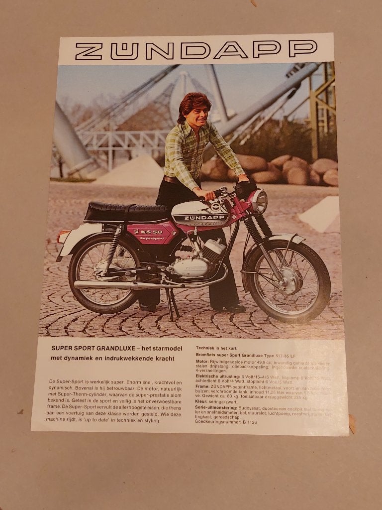 Zundapp KS50 folder flyer, Fietsen en Brommers, Ophalen of Verzenden, Overige typen