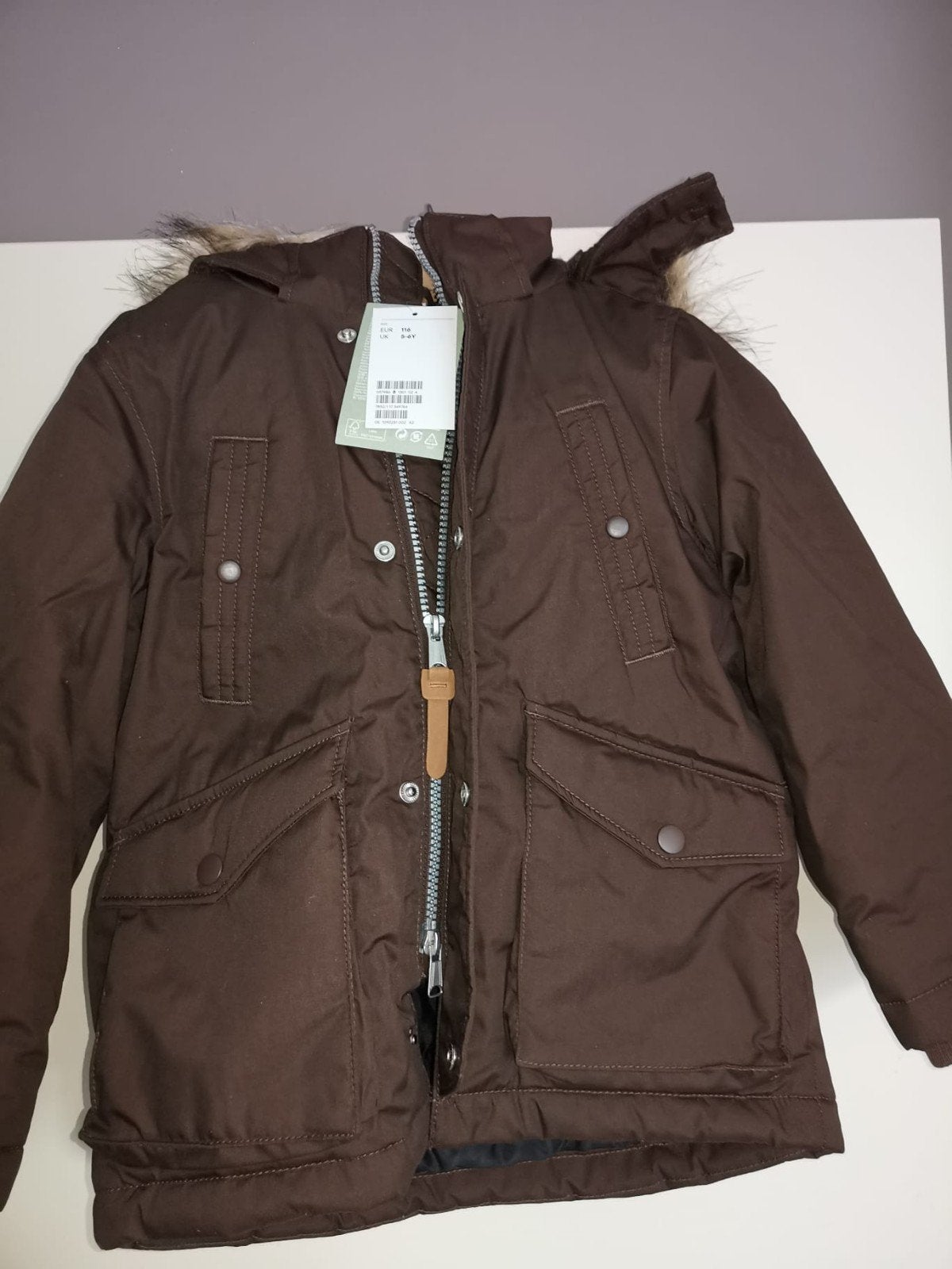 Nieuwe H&M winterjas maat 116 (5-6 jaar) met bontkraag, Kinderen en Baby's, Kinderkleding | Maat 116, Jongen of Meisje, H&M, Nieuw