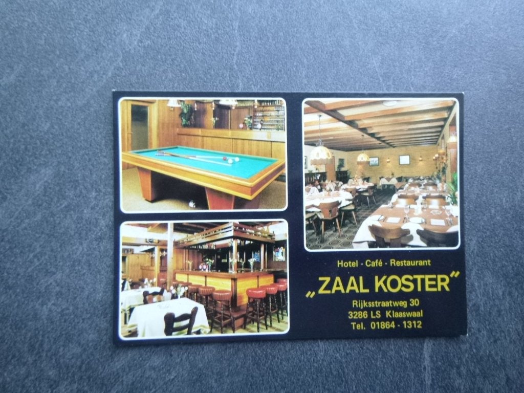 Klaaswaal, hotel restaurant zaal Koster/biljart/interieur, Verzenden, 1980 tot heden, Ongelopen, Noord-Brabant
