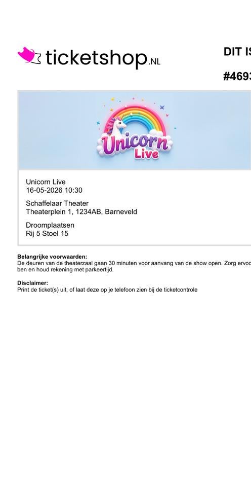 4 droomplaats kaarten Unicorn live 16 mei 2026, Tickets en Kaartjes, Drie personen of meer, Overige soorten