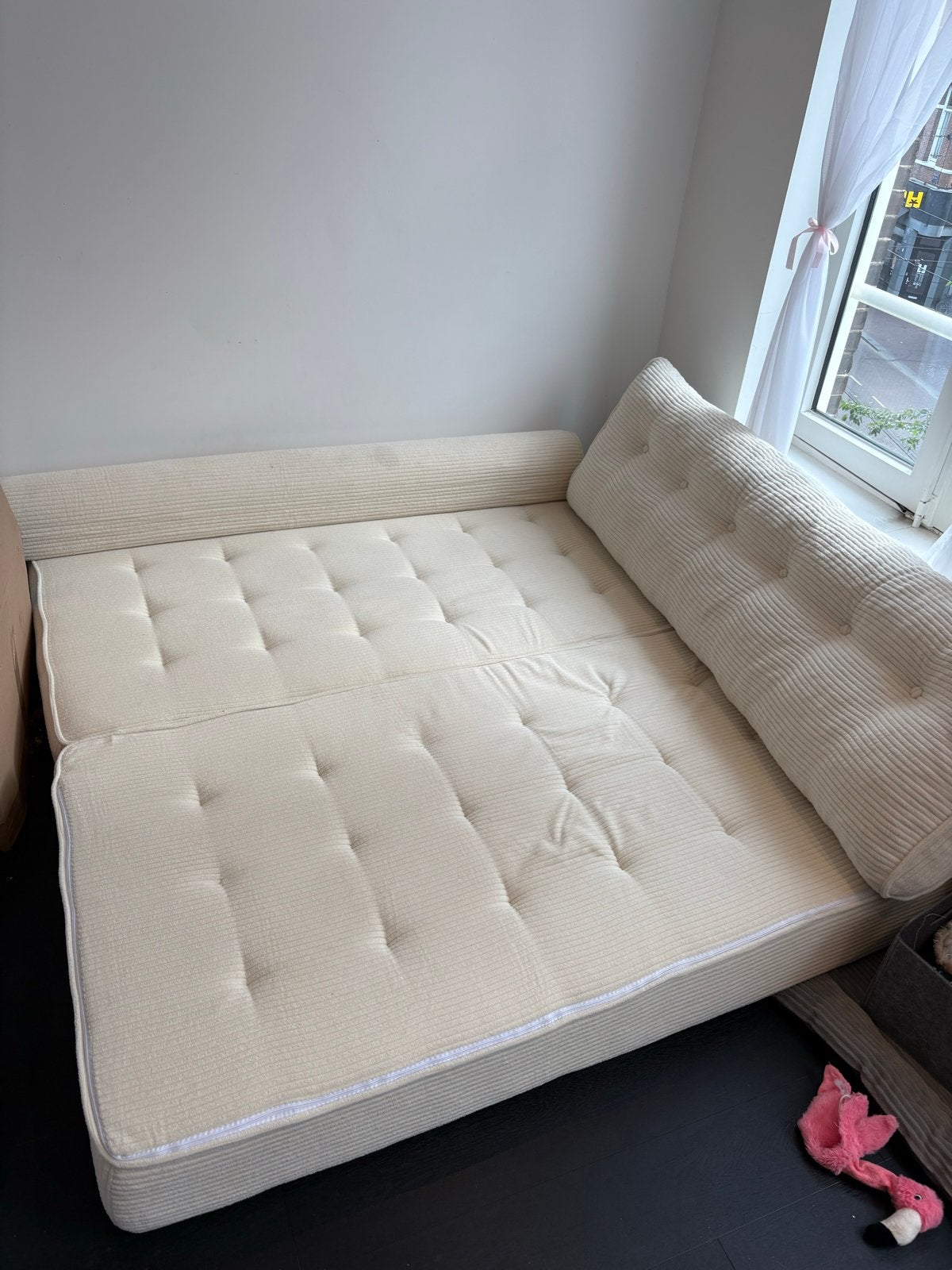 Comfortabele slaapbank/daybed - Crème, Gebruikt, Tweepersoons, Crème, 160 cm
