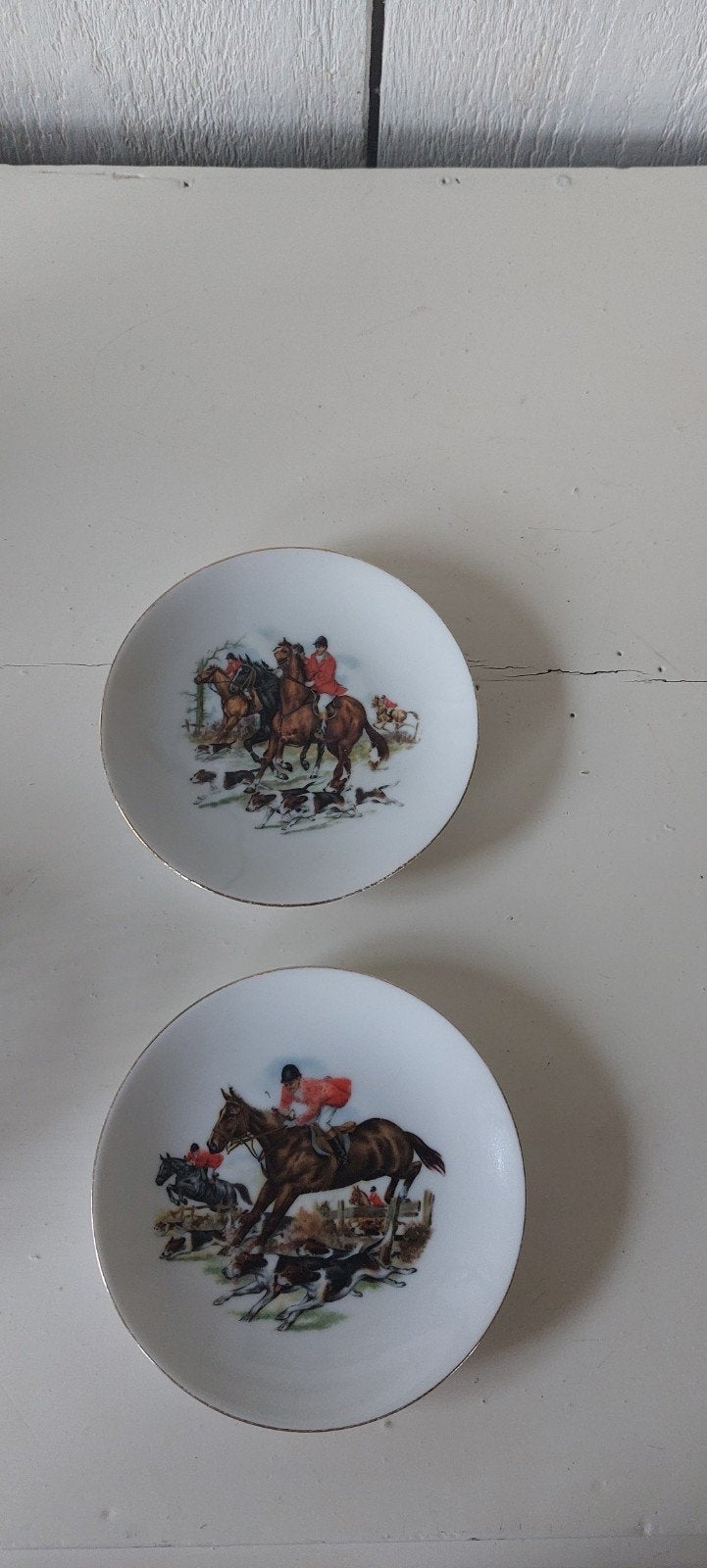 Vintage bordjes  jacht jagen ruiters paarden honden decorati, Ophalen of Verzenden